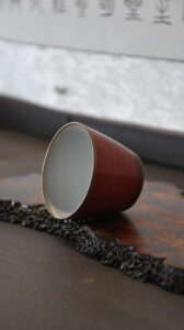 Crimson Elegance Porcelain Cup