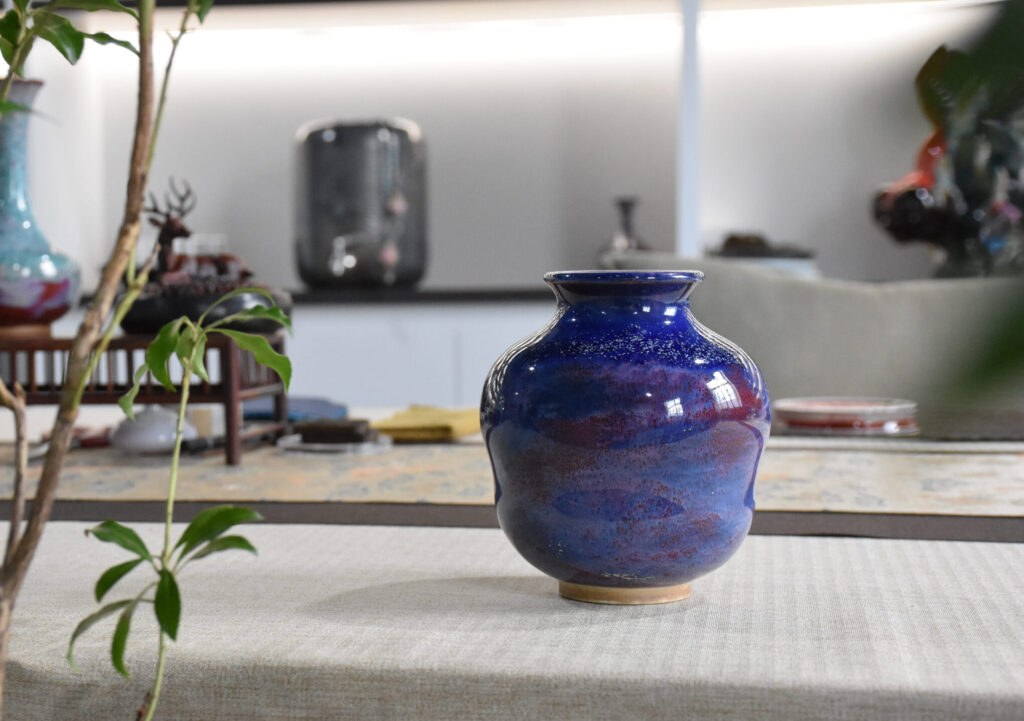 Jun Ware “Twilight Horizon” Glazed Double-Gourd Vase